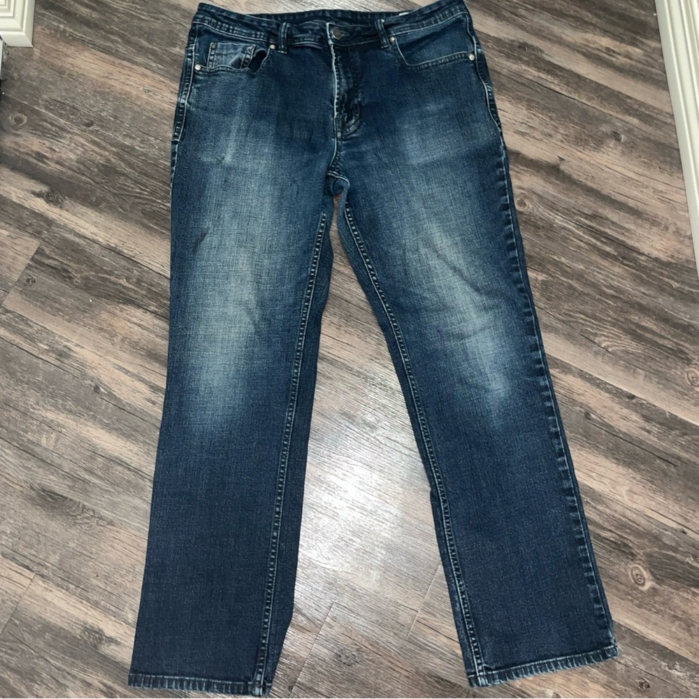 Jackson-X Size 36/32 Men Jeans Straight Stretch Mid Rise Blue Denim